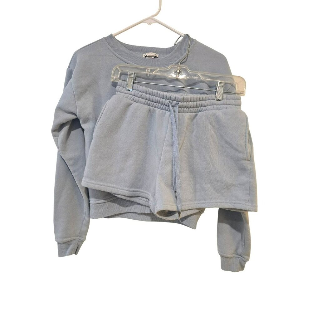 Better Together Set Sweatshirt Shorts Sky Blue Drawstring Size Kids Girls M